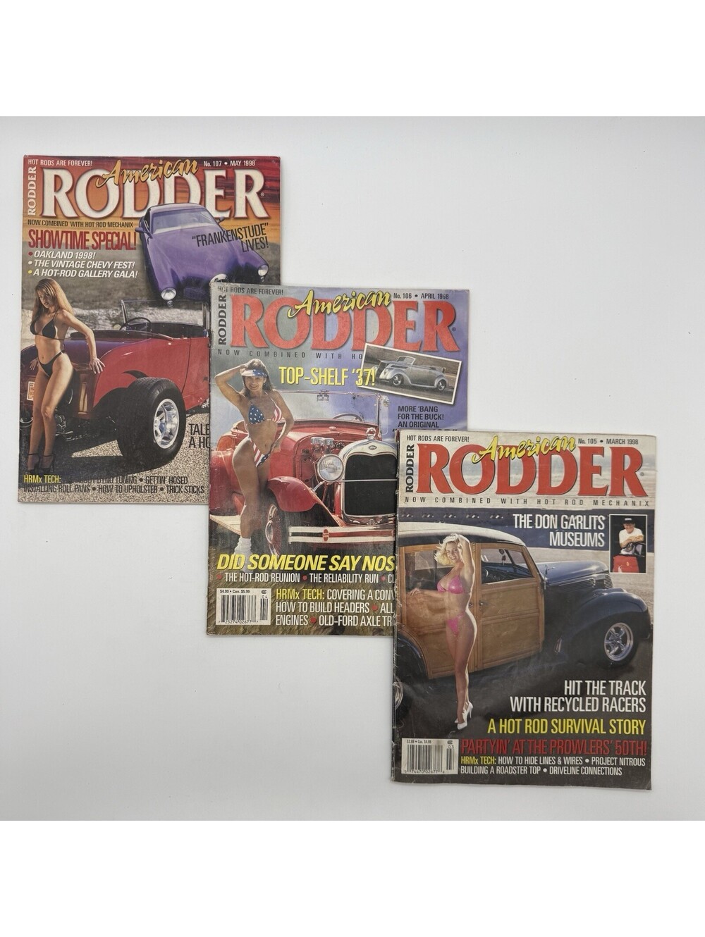 Vintage Set of 3 1998 American Rodder Car Magazines March April May